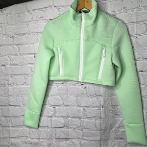 Zara Womens Mint Apple Green Cropped Full Zip Up Jacket Size Small NWOT